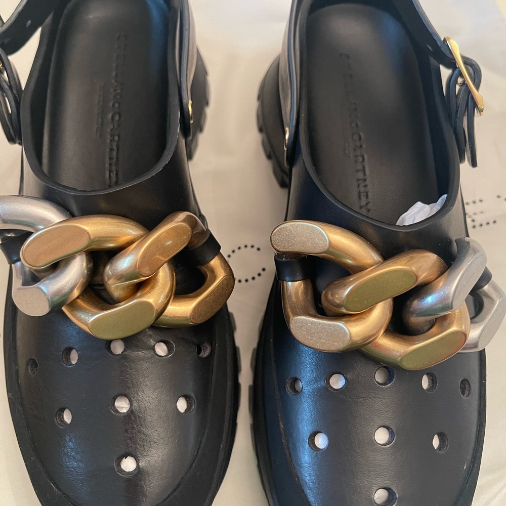 Stella McCartney Women's Black Chunky Chain Loafers